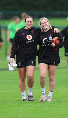 071026 Wales Women Rugby Training - Courtney Keight and Alex Callender during a rugby training session ahead of the WXV matches in Japan