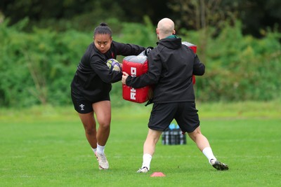 071026 Wales Women Rugby Training - Jenna De Vera during a rugby training session ahead of the WXV matches in Japan