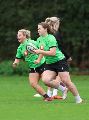 071026 Wales Women Rugby Training - Molly Reardon and Maisie Davies during a rugby training session ahead of the WXV matches in Japan