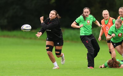 071026 Wales Women Rugby Training - Bryonie King during a rugby training session ahead of the WXV matches in Japan