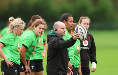 071026 Wales Women Rugby Training - Sean Lynn, Wales Head coach during a rugby training session ahead of the WXV matches in Japan