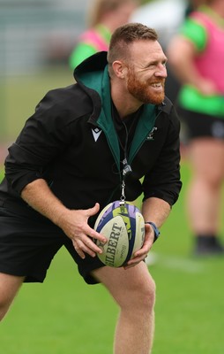 071026 Wales Women Rugby Training - Tyrone Holmes, Defence coach during a rugby training session ahead of the WXV matches in Japan