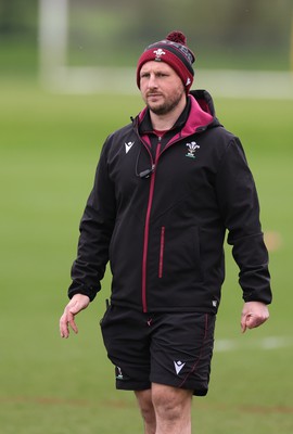 080424 - Wales Women Rugby Training Session - Mike Hill, Wales Women forwards coach, during a training session ahead of Wales’ Women’s 6 Nations match against Ireland