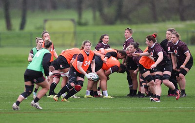 080424 - Wales Women Rugby Training Session - Bethan Lewis breaks during a training session ahead of Wales’ Women’s 6 Nations match against Ireland