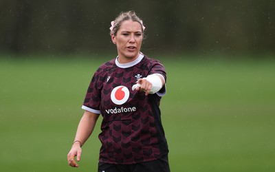 080424 - Wales Women Rugby Training Session - Georgia Evans during a training session ahead of Wales’ Women’s 6 Nations match against Ireland