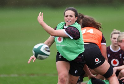 080424 - Wales Women Rugby Training Session - Meg Davies during a training session ahead of Wales’ Women’s 6 Nations match against Ireland