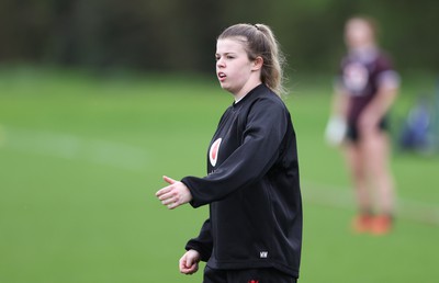 080424 - Wales Women Rugby Training Session - Mollie Wilkinson during a training session ahead of Wales’ Women’s 6 Nations match against Ireland