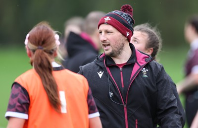 080424 - Wales Women Rugby Training Session - Mike Hill, Wales Women forwards coach, during a training session ahead of Wales’ Women’s 6 Nations match against Ireland