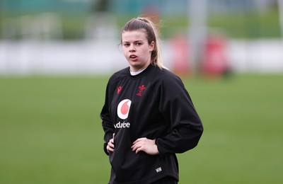 080424 - Wales Women Rugby Training Session - Mollie Wilkinson during a training session ahead of Wales’ Women’s 6 Nations match against Ireland