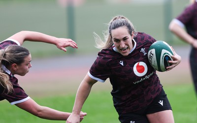 080424 - Wales Women Rugby Training Session - Courtney Keight during a training session ahead of Wales’ Women’s 6 Nations match against Ireland