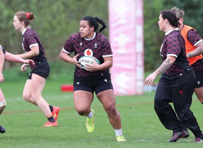 080424 - Wales Women Rugby Training Session - Sisilia Tuipulotu during a training session ahead of Wales’ Women’s 6 Nations match against Ireland