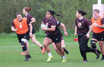 080424 - Wales Women Rugby Training Session - Sisilia Tuipulotu during a training session ahead of Wales’ Women’s 6 Nations match against Ireland