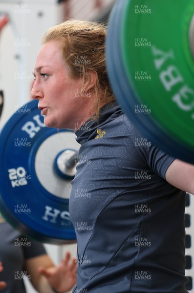 080425 - Wales Women Rugby Training - Abbie Fleming during a weights session ahead of the Women’s Six Nations match against France