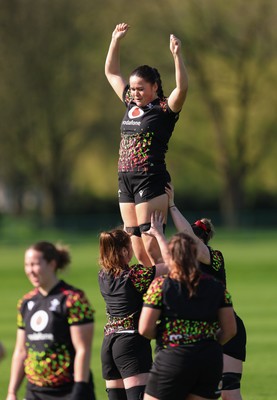 080426 - Wales Women Rugby Squad - Jorja Aiono during training session ahead of the opening Women’s 6 Nations match against Scotland