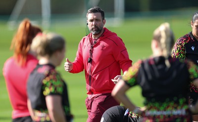 080426 - Wales Women Rugby Squad - Steve Salvin during training session ahead of the opening Women’s 6 Nations match against Scotland