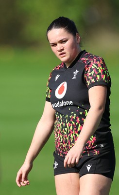 080426 - Wales Women Rugby Squad - Jorja Aiono during training session ahead of the opening Women’s 6 Nations match against Scotland
