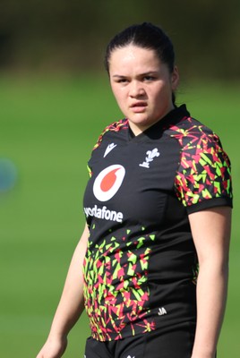 080426 - Wales Women Rugby Squad - Jorja Aiono during training session ahead of the opening Women’s 6 Nations match against Scotland