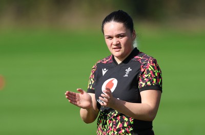 080426 - Wales Women Rugby Squad - Jorja Aiono during training session ahead of the opening Women’s 6 Nations match against Scotland