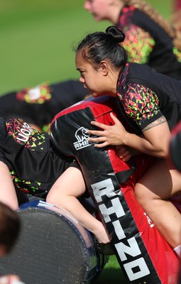 080426 - Wales Women Rugby Squad - Jenna De Vera during training session ahead of the opening Women’s 6 Nations match against Scotland