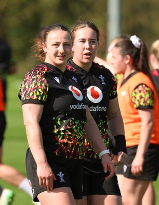 080426 - Wales Women Rugby Squad - Kendall Waudby and Katherine Baverstock during training session ahead of the opening Women’s 6 Nations match against Scotland
