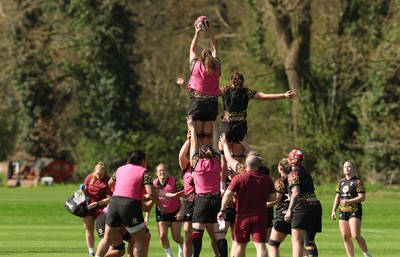 080426 - Wales Women Rugby Squad - during training session ahead of the opening Women’s 6 Nations match against Scotland