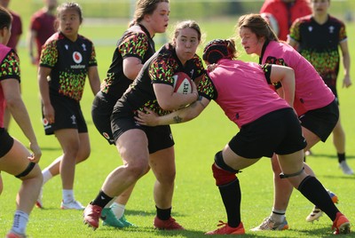 080426 - Wales Women Rugby Squad - during training session ahead of the opening Women’s 6 Nations match against Scotland