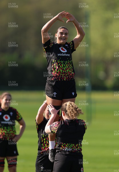 080426 - Wales Women Rugby Squad - Bryonie King during training session ahead of the opening Women’s 6 Nations match against Scotland