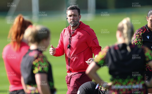 080426 - Wales Women Rugby Squad - Steve Salvin during training session ahead of the opening Women’s 6 Nations match against Scotland