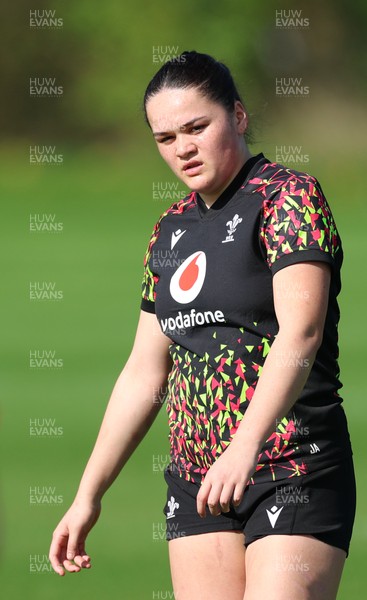 080426 - Wales Women Rugby Squad - Jorja Aiono during training session ahead of the opening Women’s 6 Nations match against Scotland