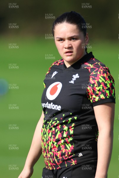 080426 - Wales Women Rugby Squad - Jorja Aiono during training session ahead of the opening Women’s 6 Nations match against Scotland