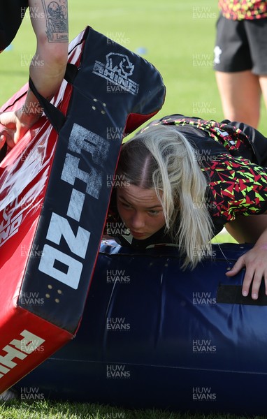 080426 - Wales Women Rugby Squad - Kelsie Webster during training session ahead of the opening Women’s 6 Nations match against Scotland