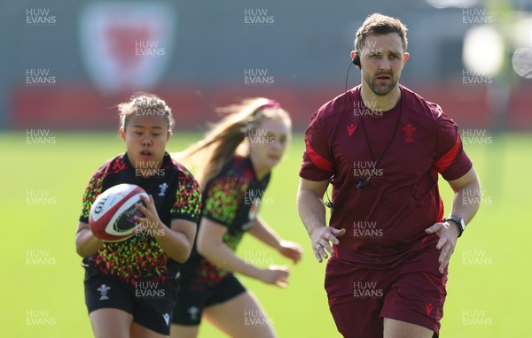 080426 - Wales Women Rugby Squad - Ashley Beck, Wales Women interim attack coach during training session ahead of the opening Women’s 6 Nations match against Scotland
