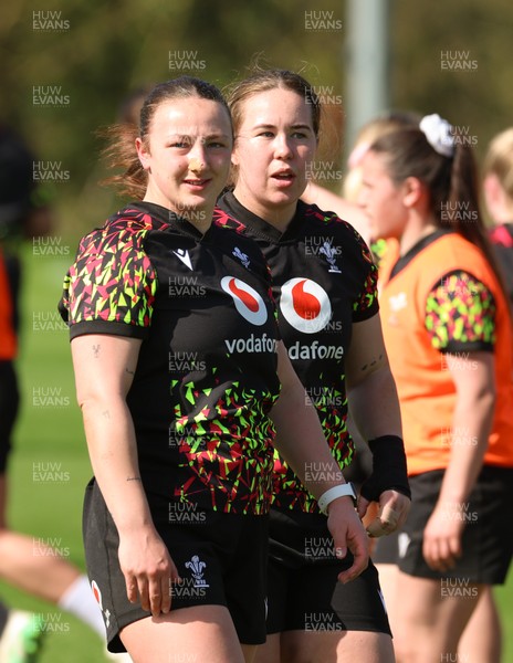 080426 - Wales Women Rugby Squad - Kendall Waudby and Katherine Baverstock during training session ahead of the opening Women’s 6 Nations match against Scotland