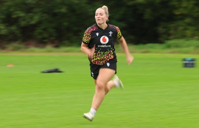 080926 - Wales Women Rugby Training - Megan Davey during a rugby session ahead of the WXV Series of matches
