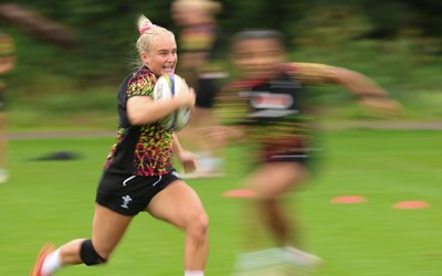 080926 - Wales Women Rugby Training - Seren Singleton during a rugby session ahead of the WXV Series of matches