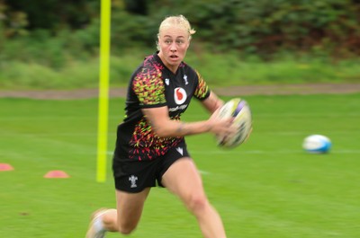 080926 - Wales Women Rugby Training - Nikita Prothero during a rugby session ahead of the WXV Series of matches