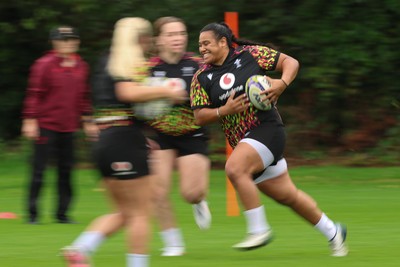 080926 - Wales Women Rugby Training - Sisilia Tuipulotu during a rugby session ahead of the WXV Series of matches