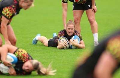 080926 - Wales Women Rugby Training - Lisa Neumann during a rugby session ahead of the WXV Series of matches