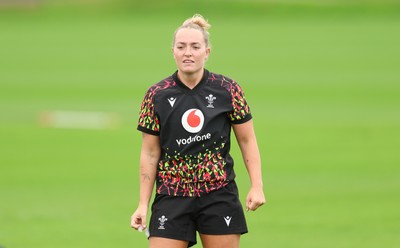 080926 - Wales Women Rugby Training - Megan Davey during a rugby session ahead of the WXV Series of matches
