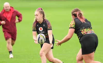080926 - Wales Women Rugby Training - Hannah Dallavalle during a rugby session ahead of the WXV Series of matches