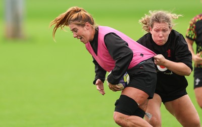 080926 - Wales Women Rugby Training - Georgia Evans during a rugby session ahead of the WXV Series of matches