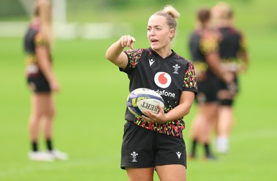080926 - Wales Women Rugby Training - Megan Davey during a rugby session ahead of the WXV Series of matches