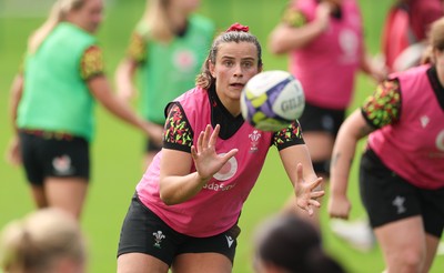 080926 - Wales Women Rugby Training - Branwen Metcalfe during a rugby session ahead of the WXV Series of matches