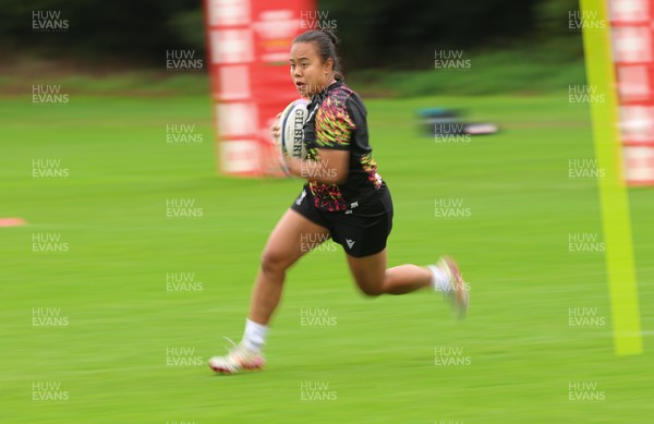 080926 - Wales Women Rugby Training - Jenna De Vera during a rugby session ahead of the WXV Series of matches