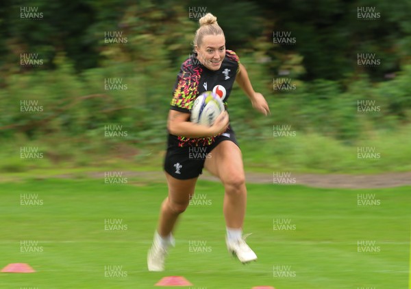 080926 - Wales Women Rugby Training - Megan Davey during a rugby session ahead of the WXV Series of matches