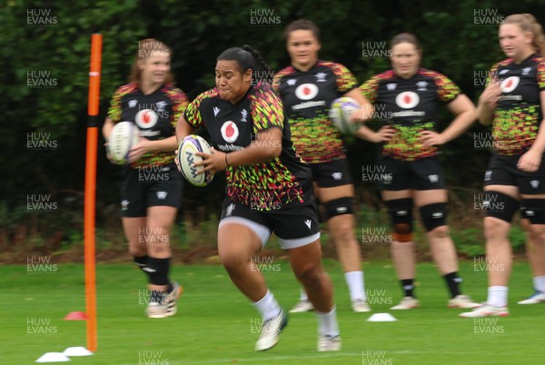 080926 - Wales Women Rugby Training - Sisilia Tuipulotu during a rugby session ahead of the WXV Series of matches