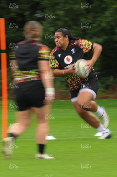 080926 - Wales Women Rugby Training - Sisilia Tuipulotu during a rugby session ahead of the WXV Series of matches