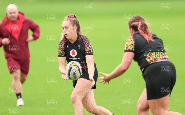 080926 - Wales Women Rugby Training - Hannah Dallavalle during a rugby session ahead of the WXV Series of matches