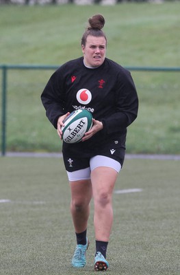 100424 - Wales Women Rugby Training - Carys Phillips during a training session ahead of Wales’ Women’s 6 Nations match against Ireland