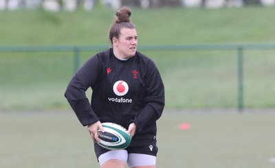 100424 - Wales Women Rugby Training - Carys Phillips during a training session ahead of Wales’ Women’s 6 Nations match against Ireland